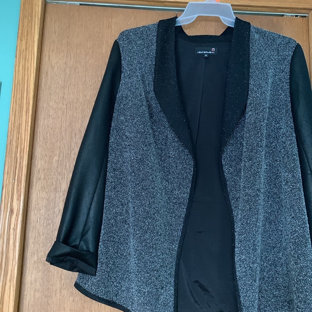 Jacket - leather/pleather sleeves- hardly worn